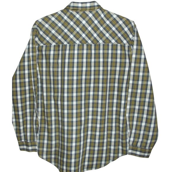 Levis Shirt Mens Size Large Plaid Button-Up Long Sleeve Brown Blue Yellow - Picture 2 of 11